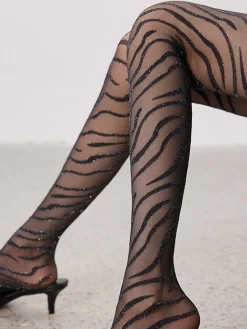 Zebra-Pattern Sheer Tights Socks & Tights|Accessories