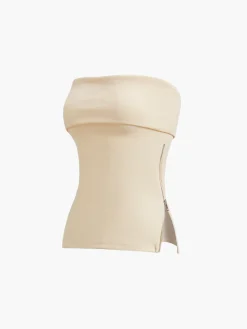 Hot Zip Down Overfold Strapless Tube Top Sweater Tops|Tank Tops & Camis