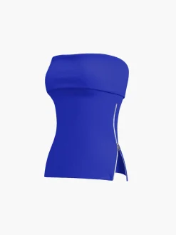 Hot Zip Down Overfold Strapless Tube Top Sweater Tops|Tank Tops & Camis