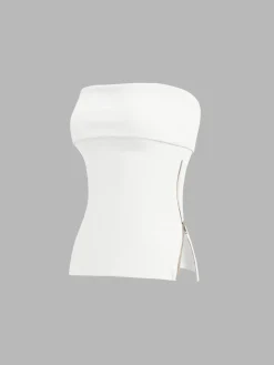 Hot Zip Down Overfold Strapless Tube Top Sweater Tops|Tank Tops & Camis