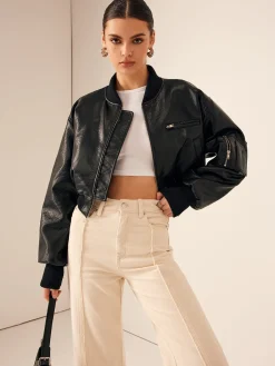 Hot Zip Pockets PU Leather Short Jacket Outerwear|Jackets