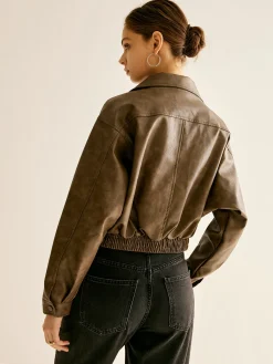 Best Zipper Faux Leather Jacket Outerwear|Jackets