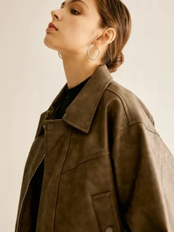 Best Zipper Faux Leather Jacket Outerwear|Jackets