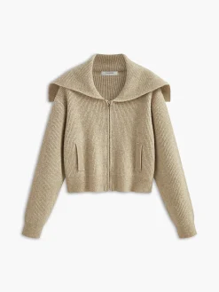 Outlet Zipper Pluffy Knit Outerwear Sweater Tops|Outerwear