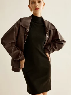 Outlet Zipper Shift PU Leather Jacket Outerwear|Jackets