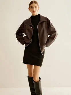 Outlet Zipper Shift PU Leather Jacket Outerwear|Jackets