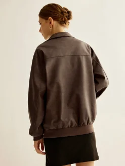 Outlet Zipper Shift PU Leather Jacket Outerwear|Jackets